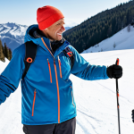 **

A ski coach engaging with a skier on a snowy slope. Focus on clear communication, active listening, and a supportive atmosphere. Depict the coach explaining a technique with concise gestures and the skier actively listening and understanding. The overall mood should convey trust and respect between the coach and skier.

**