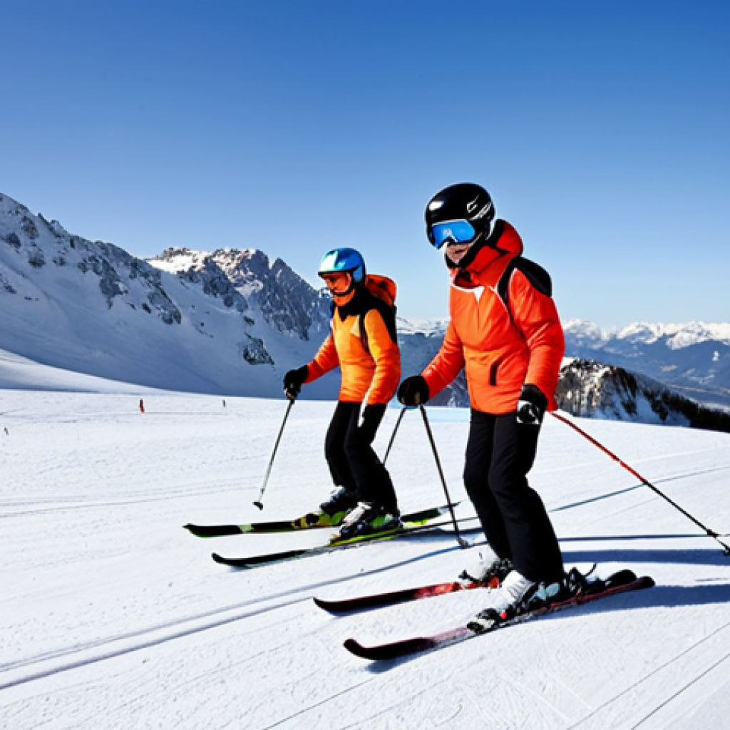 **

"A professional ski instructor, fully clothed in a modest winter ski suit, demonstrating basic skiing techniques to a small group of beginners on a gentle snowy slope, safe for work, appropriate content, family-friendly, perfect anatomy, correct proportions, well-formed hands, proper finger count, natural body proportions, bright daylight, mountain background, professional photography, high quality."

**