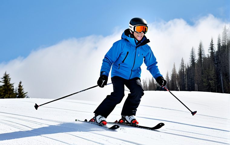 스키 강사로서 자주 접하는 문제 해결법 - Overcoming Fear**
"A beginner skier in appropriate winter clothing, practicing on a gentle slope, f...