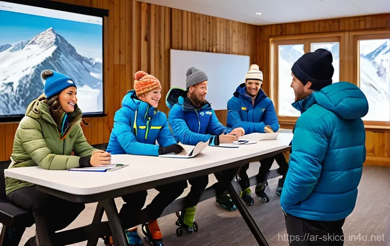 스키 강사의 자격증 유지 팁 - Image Prompt 1: Professional Development Workshop for Ski Instructors** 스키 강사의 자격증 유지 팁 - Image Prompt 1: Professional Development Workshop for Ski Instructors**