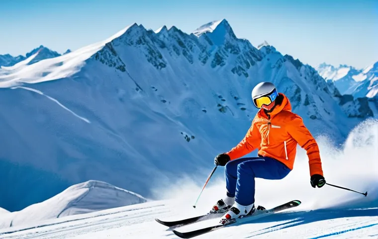 스키 강사의 새로운 강의 콘텐츠 - **Prompt 1: The Joy of Mastering Skiing Basics**
    "A vibrant, wide-angle shot of a male skier, ap...