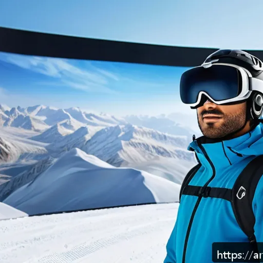 스키 강사의 글로벌 트렌드 활용 - A detailed scene of a modern ski training facility in the Arabian Peninsula, featuring a young Arab ...