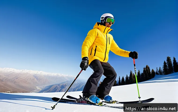 스키 강사의 실기 시험 준비 과정 - A confident young Arab male ski instructor practicing balance exercises on snow-covered ground befor...