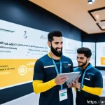 스키 강사의 비즈니스 개발 전략 - A modern digital training session scene set in a bright, contemporary indoor sports studio in Dubai,...