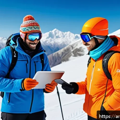 스키 강사의 고객 맞춤 레슨 설계 - A professional ski instructor coaching an adult Arab male skier on a snowy mountain slope, both wear...