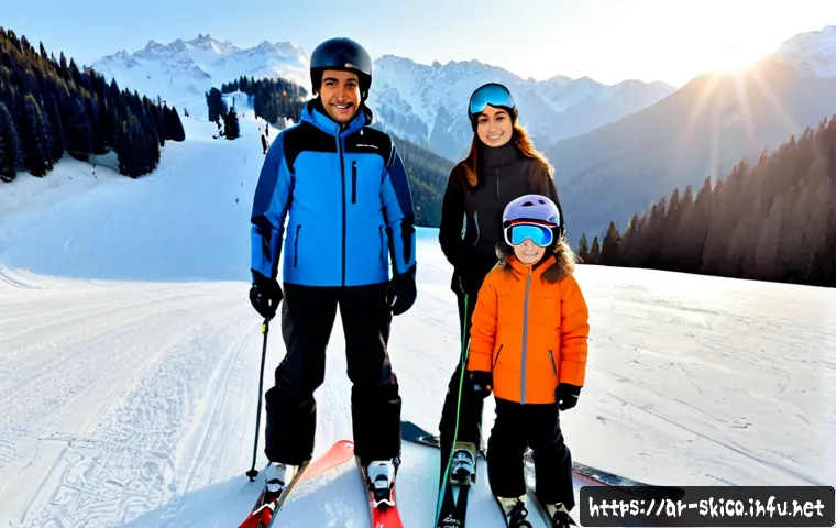 Home 17 스키 강사의 고객 만족 사례 - Photorealistic ski lesson success scene at a pristine mountain resort, a friendly Arab male ski inst...